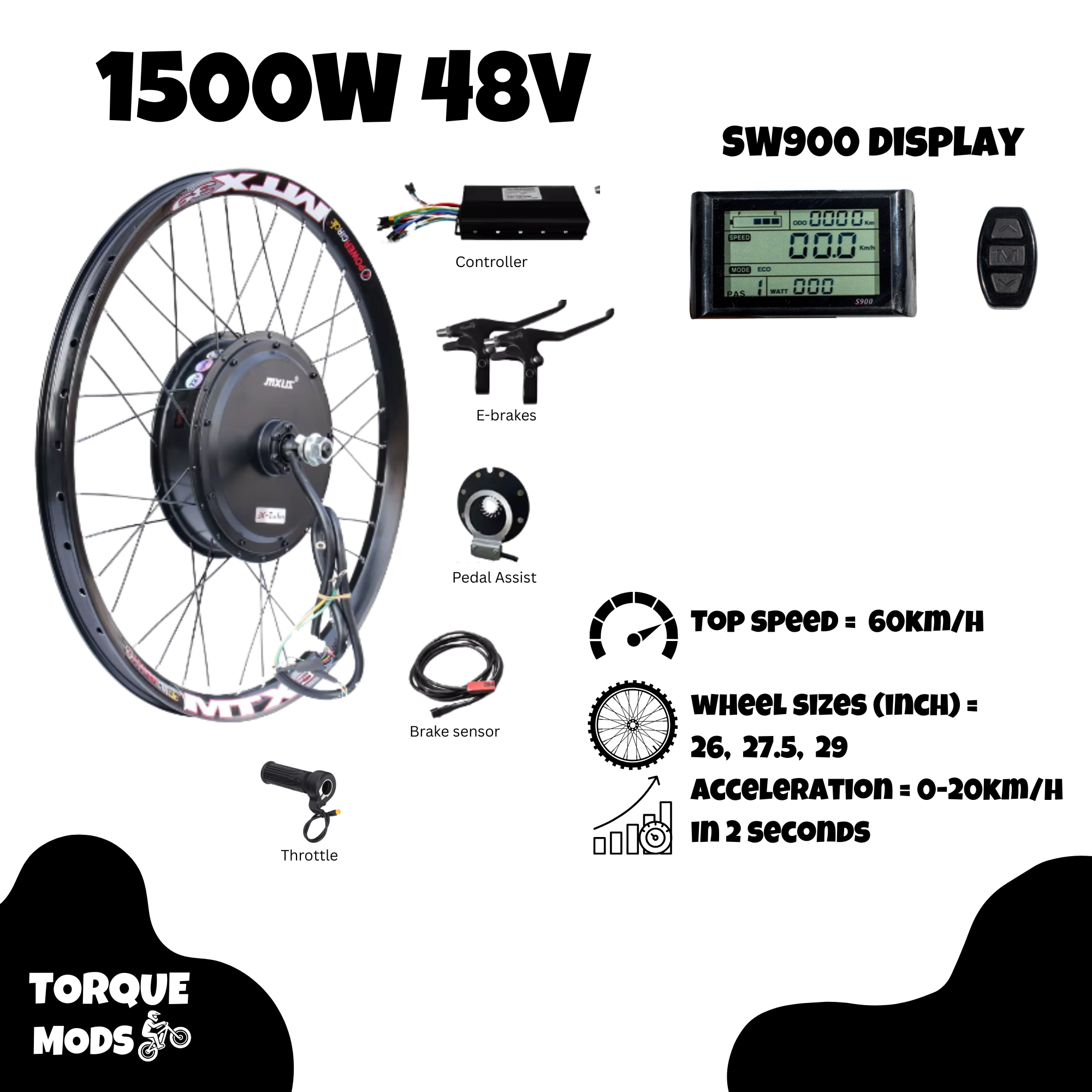 Torque Bikes 1500W 48V Conversion Kit