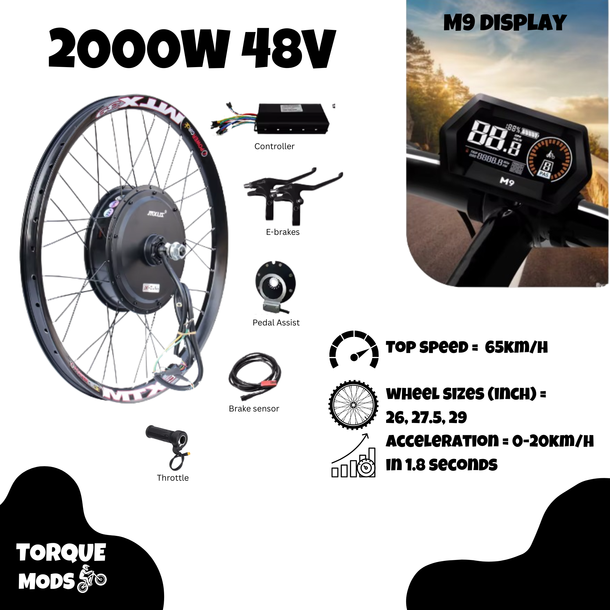 Torque Bikes 2000W 48V Conversion Kit