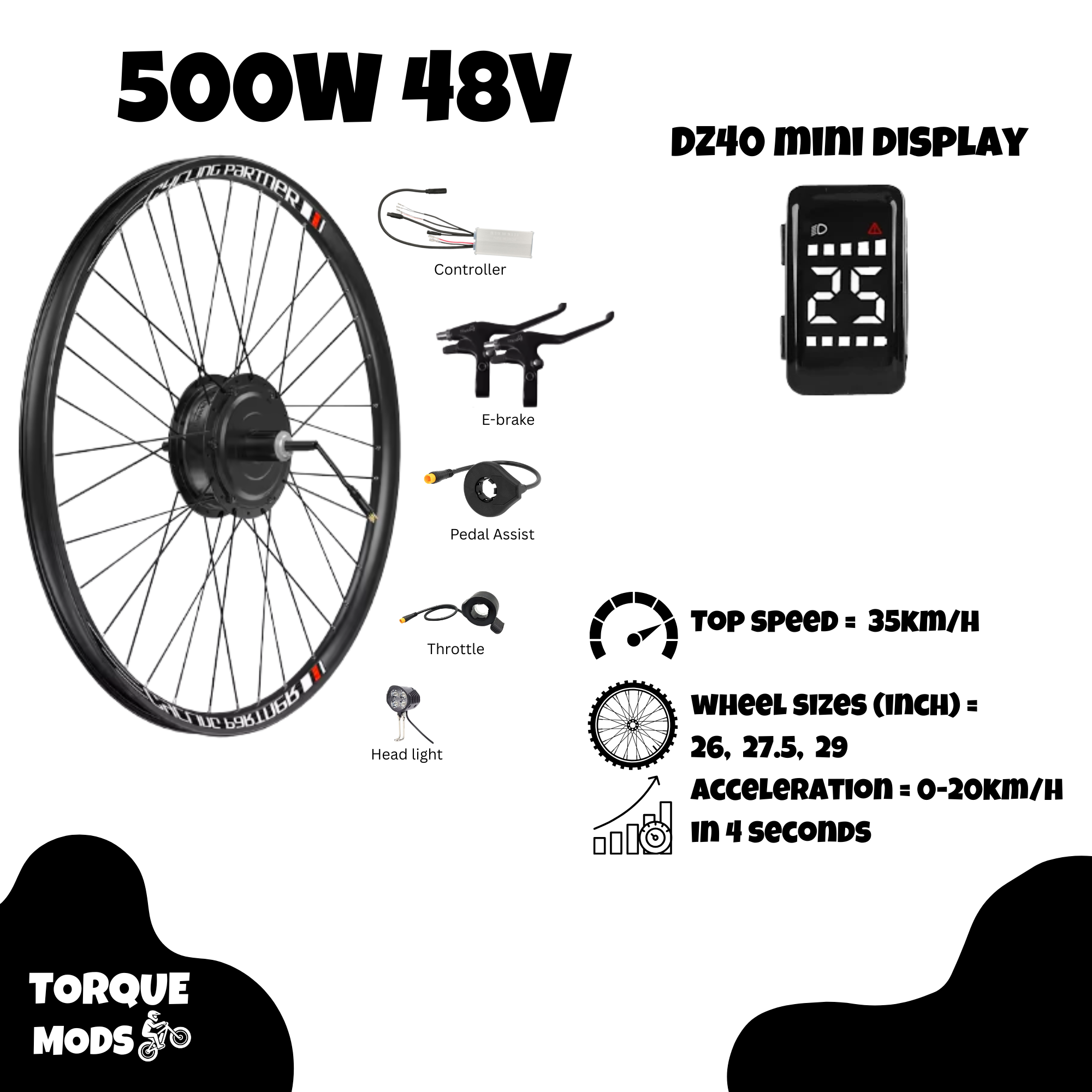 Torque Bikes 500W 48V Conversion Kit